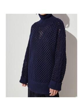 Rachel Comey 100% Peruvian Alpaca Anise Turtleneck Sweater Navy Sz M Luxury